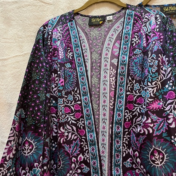 Bob Mackie Festival Print Silky Kimono Set - Picture 5 of 6